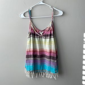 Billabong striped cotton fringed tank top women size large